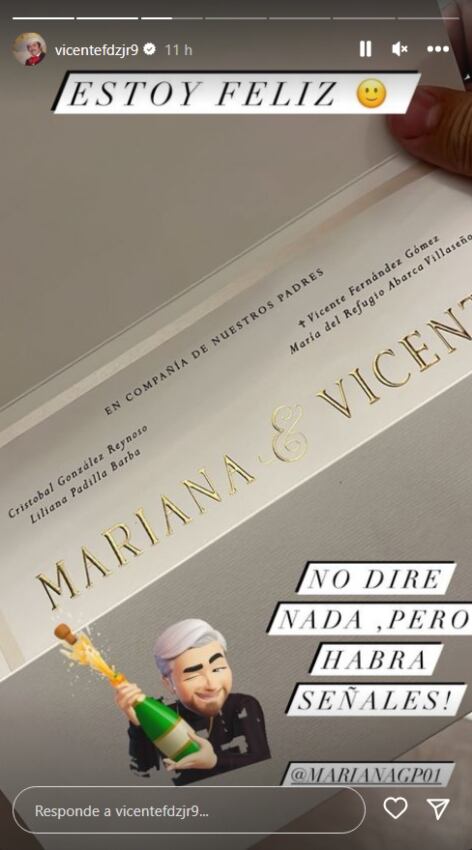 Las invitaciones de Vicente Fernández Jr. y Mariana González / Instagram: @marianagp01