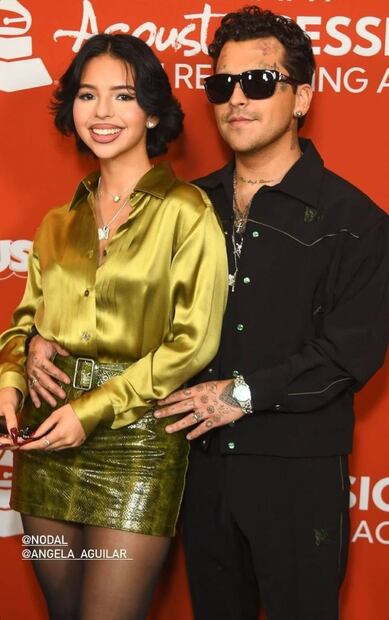 Christian Nodal y Ángela Aguilar en la alfombra roja de los Latin GRAMMY Acoustic Sessions / Foto: Instagram