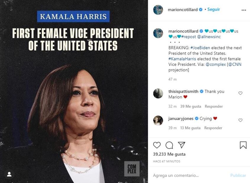 Así se pronunciaron las celebridades por el triunfo de Joe Biden