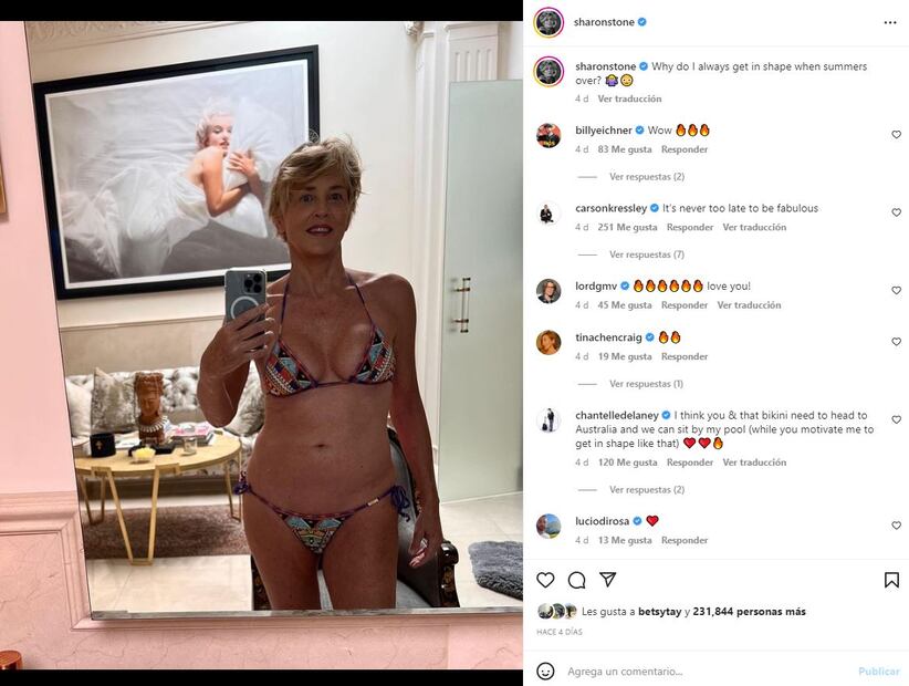 Sharon Stone confiesa que un novio más joven la dejó por rehusarse a usar botox