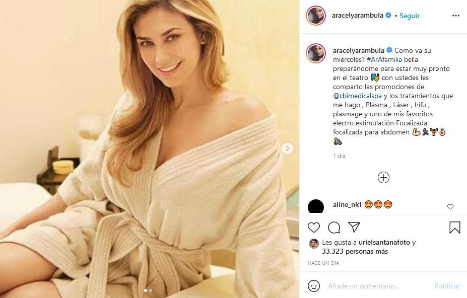 Aracely Arámbula revela secretos de belleza y posa en bata de baño