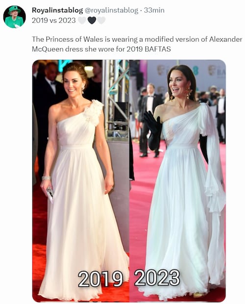 El impecable look de Kate Middleton con vestido blanco y guantes en los BAFTA