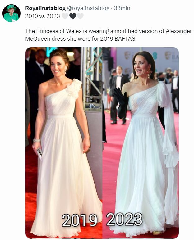 El impecable look de Kate Middleton con vestido blanco y guantes en los BAFTA