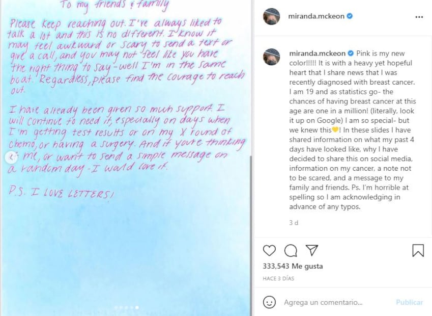 Miranda McKeon, actriz de “Anne with an E”, tiene cáncer de mama