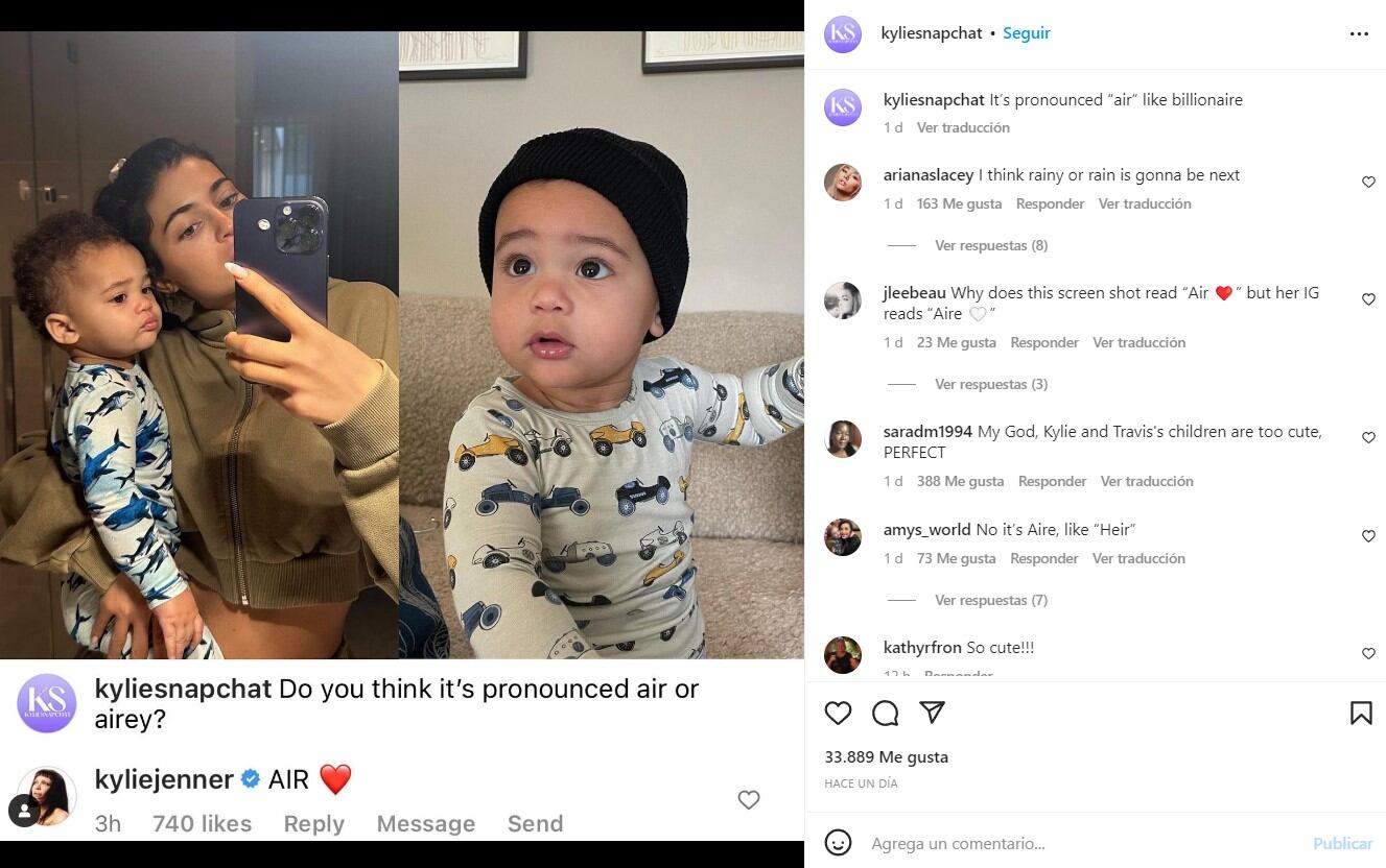 Kylie Jenner te enseña a pronunciar correctamente el nombre de su hijo, Aire 