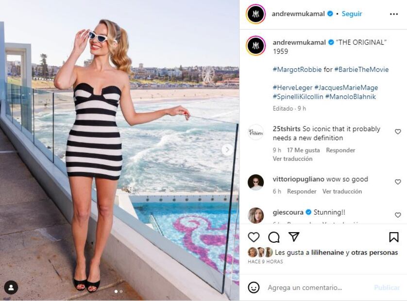 Margot Robbie en un traje de baño inspirado en la muñeca Barbie / Instagram