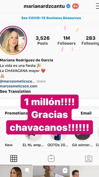 Mariana Rodríguez Cantú llega al millón de seguidores en Instagram
