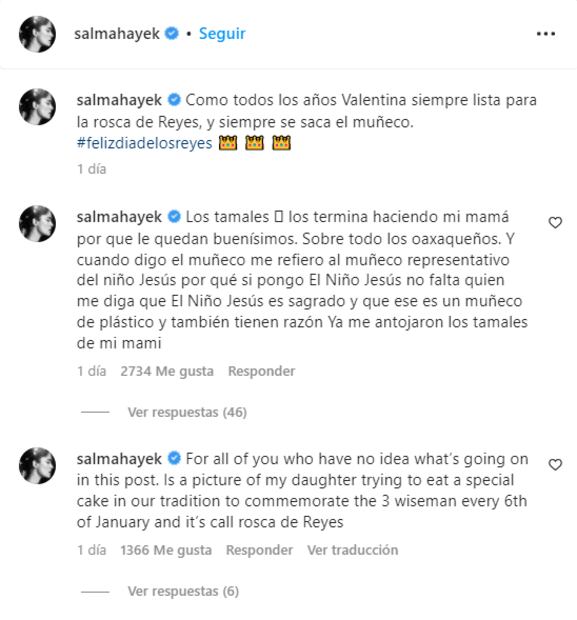 Así respondió Salma Hayek a las críticas por decirle 'muñeco' al Niño Dios de la rosca de reyes