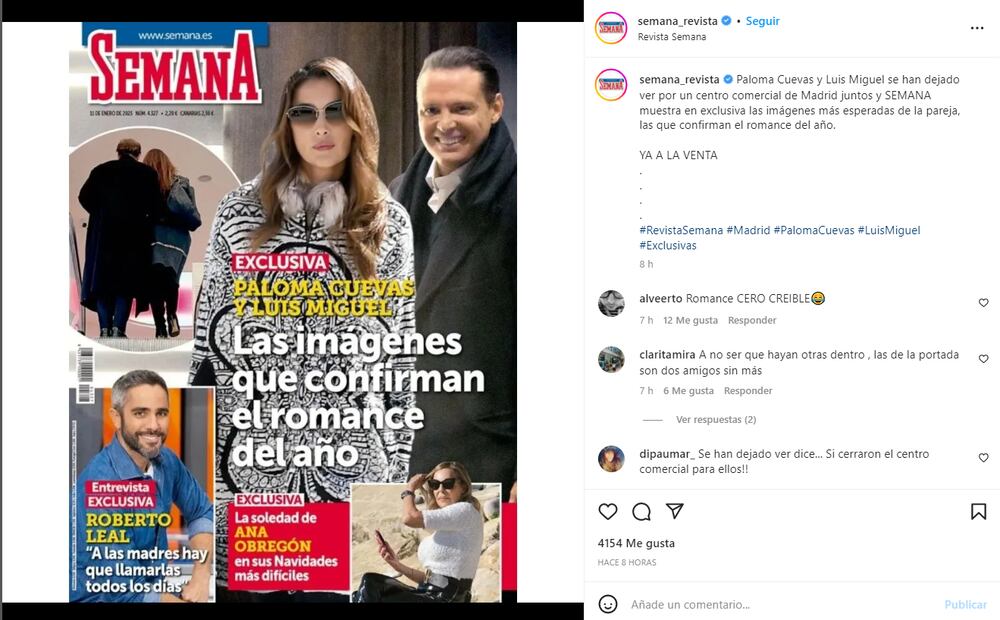Las fotos de Luis Miguel y Paloma Cuevas que consolidan su romance