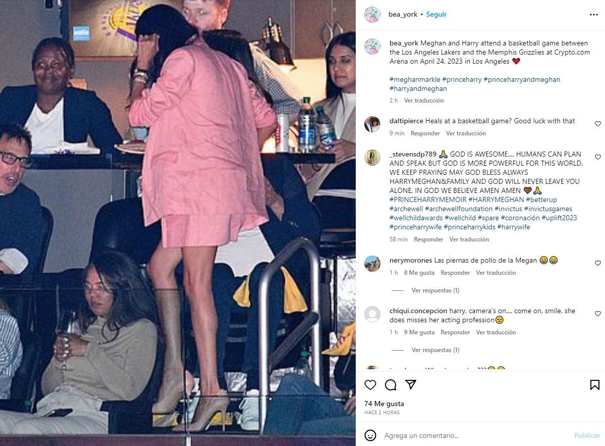 Meghan Markle aparece, con shorts y blazer, en un partido de los Lakers