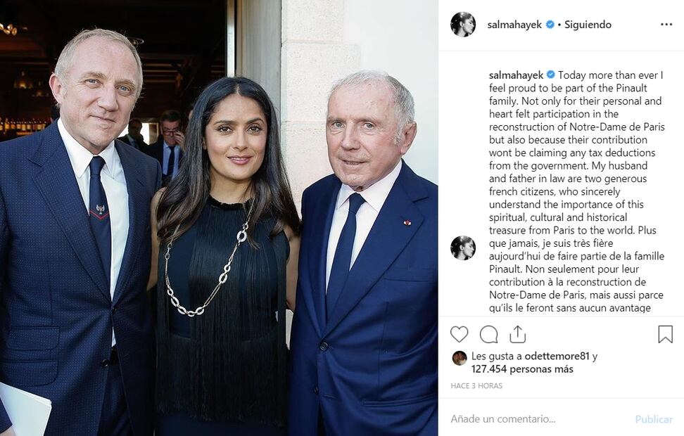 Salma Hayek, orgullosa de pertenecer a la familia Pinault