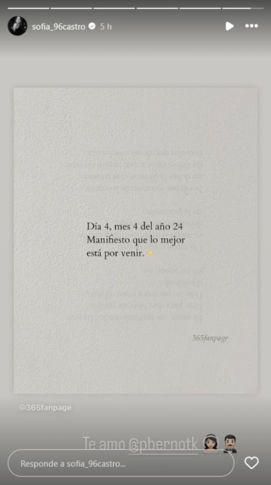 El mensaje de Sofía Castro a Pablo Bernot / Instagram