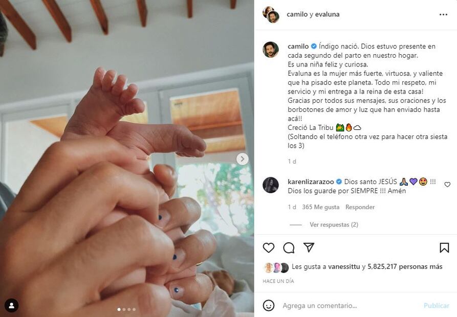 Camilo y Evaluna: Las primeras imágenes de baby Índigo