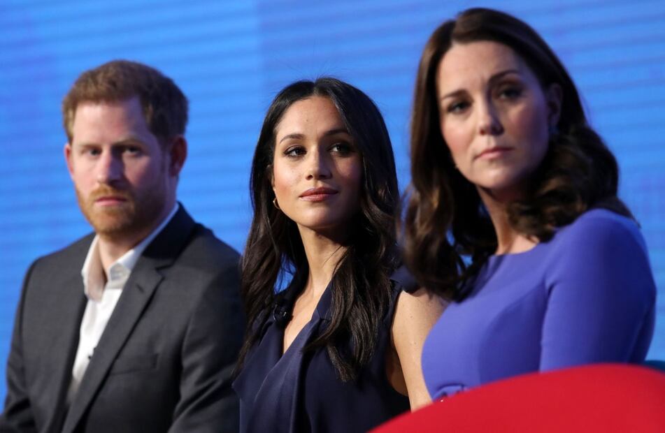 El príncipe Harry, su esposa Meghan Markle y Kate Middleton