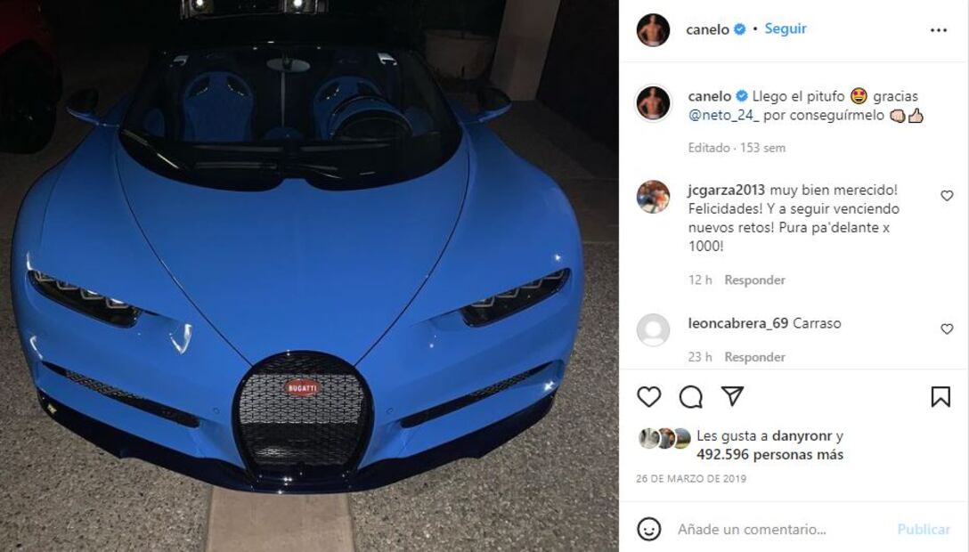 Saúl “Canelo” Álvarez presumió su Bugatti Chiron, uno de los 500 que hay en el mundo