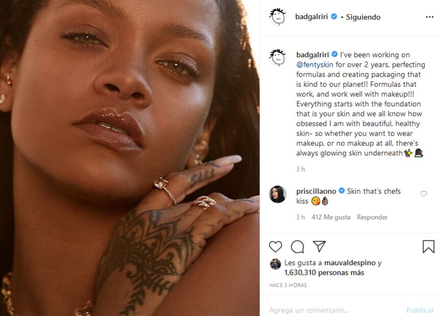 Rihanna luce radiante en el video de su línea de productos para la piel