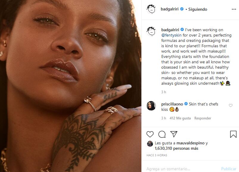 Rihanna luce radiante en el video de su línea de productos para la piel