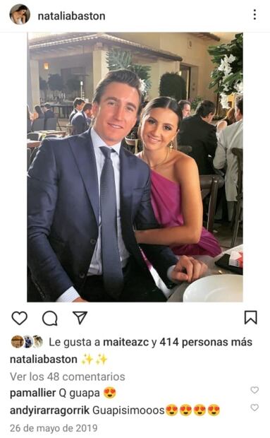Natalia Bastón y su esposo José María Eugui / Instagram