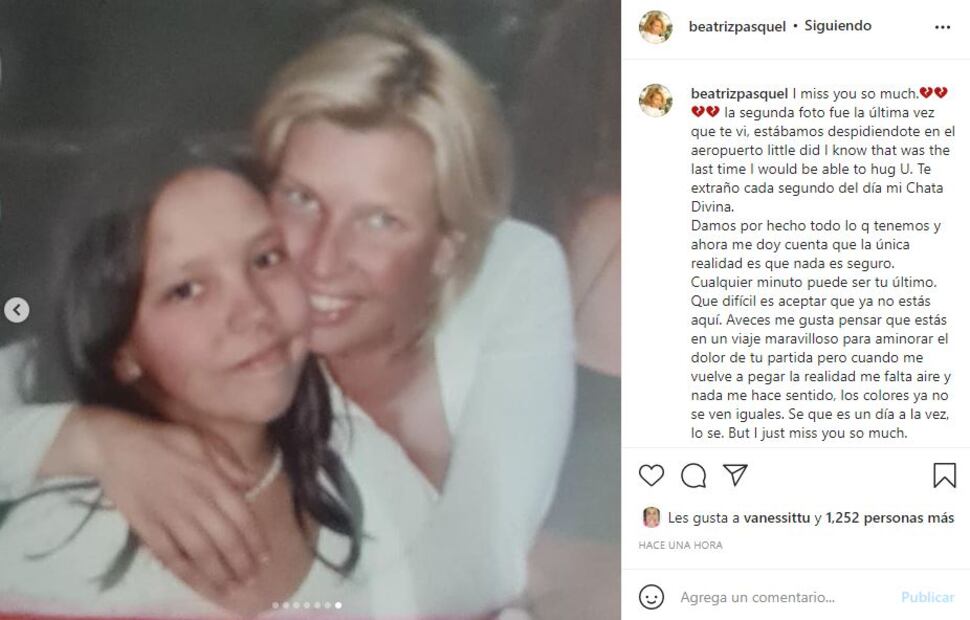 Beatriz Pasquel comparte foto de la última vez que vio a su hija Natasha
