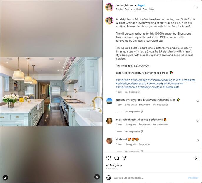 Una parte de la cocina de Sofia Richie / Instagram
