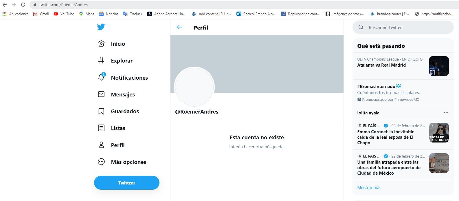 Desaparece cuenta de Twitter de Andrés Roemer