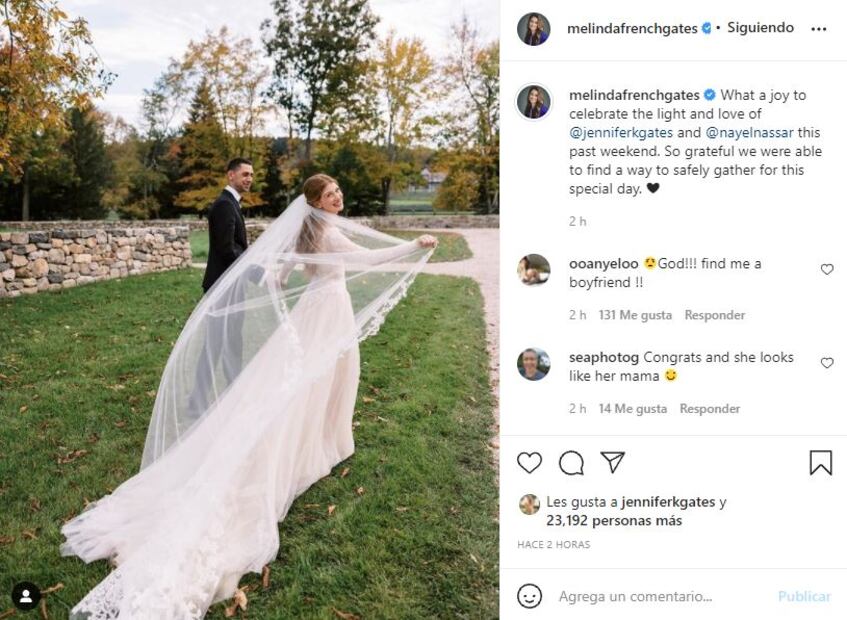 Melinda Gates está feliz por la boda de su hija Jennifer con Nayel Nassar