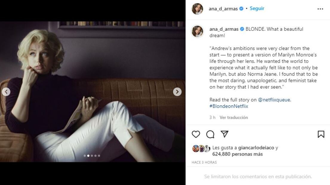 Así luce Ana de Armas como Marilyn Monroe