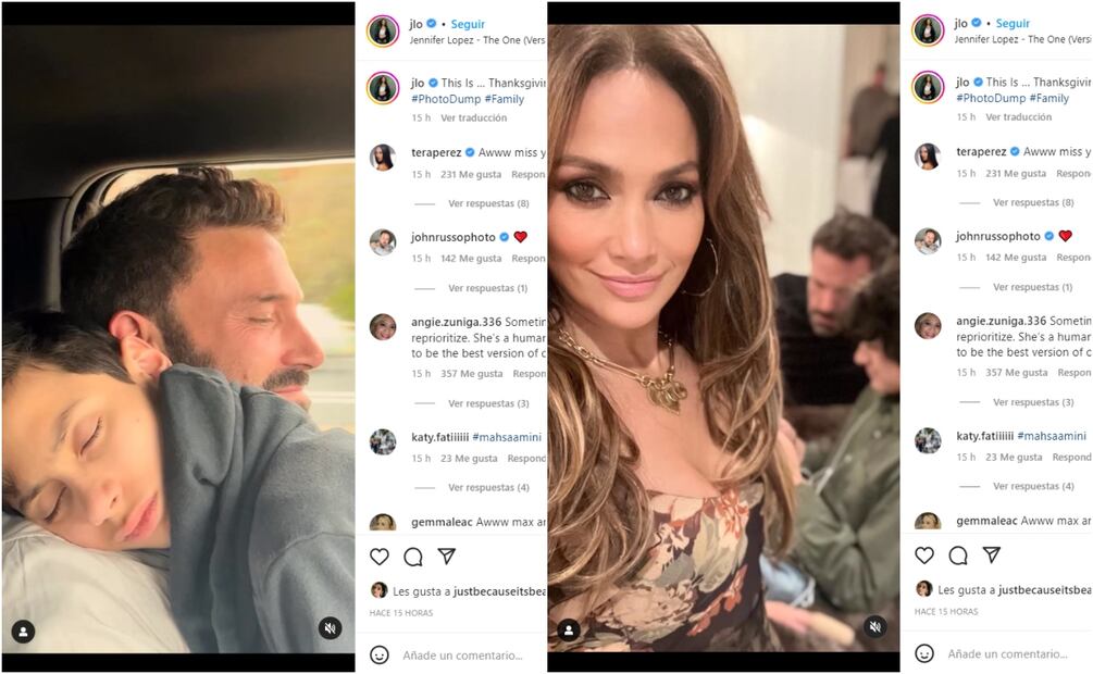 El álbum familiar de Jennifer Lopez y Ben Affleck en Thanksgiving Day