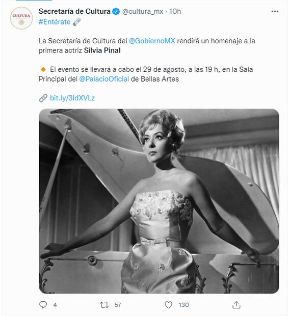 Silvia Pinal será homenajeada en el Palacio de Bellas Artes
