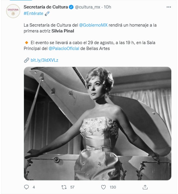 Silvia Pinal será homenajeada en el Palacio de Bellas Artes