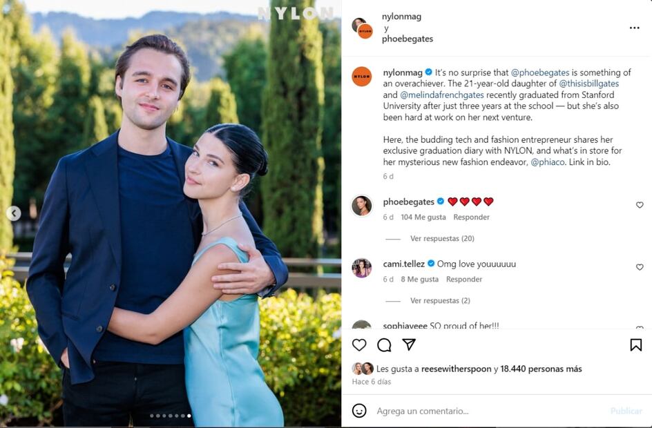 La influencer Phoebe Gates con Arthur Donald, su novio / Foto: Instagram