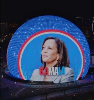 La Esfera de Las Vegas se iluminó con la campaña de Kamala Harris / Foto: X