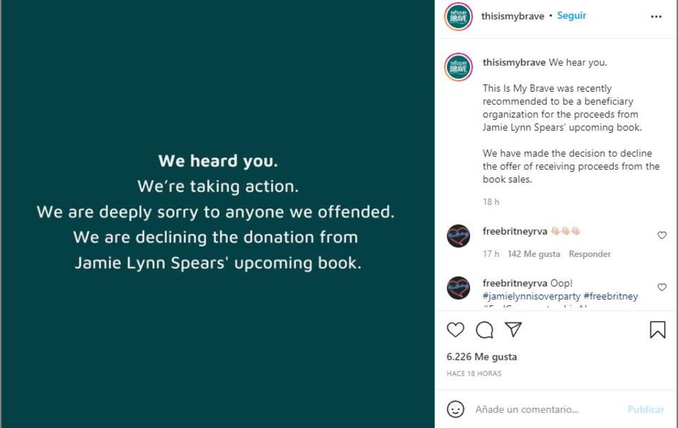 Hermana de Britney Spears quiso donar sus ganancias a una institución de salud mental ¡pero se las rechazaron!