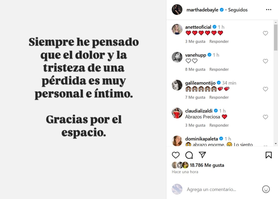 El mensaje de Martha Debayle tras el fallecimiento de su mamá / Foto: Instagram