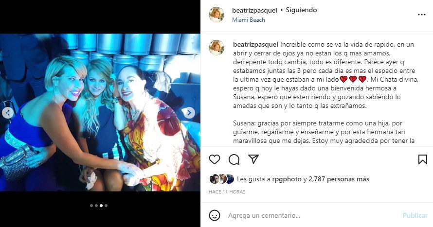 Beatriz Pasquel se despide de Susana Dosamantes recordando a su hija
