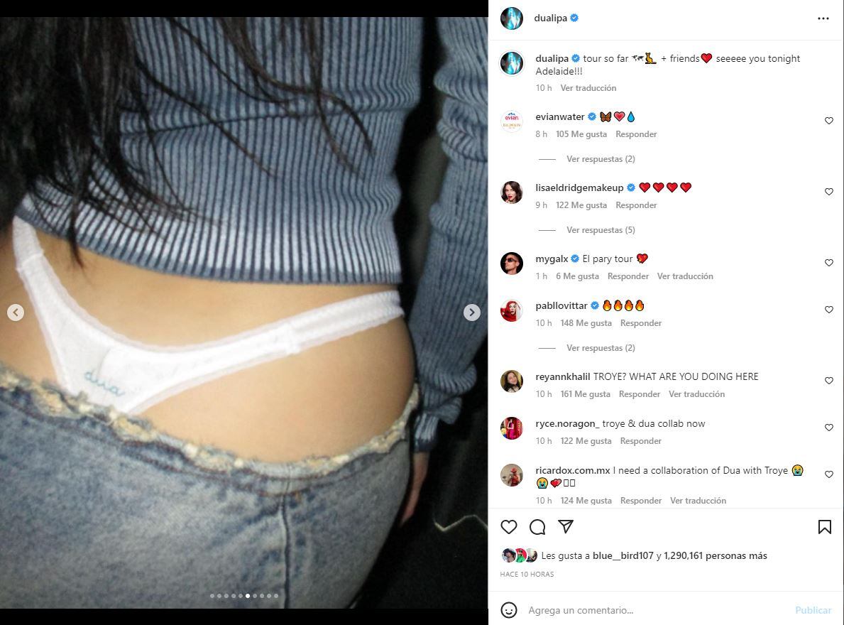 Dua Lipa muestra su tanga personalizada en un sexy conjunto de Diesel