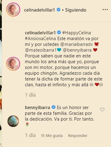 Benny Ibarra envía un amoroso mensaje a Celina del Villar y le agradece por su familia
