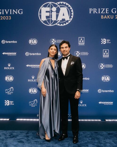 Carola Martínez y Checo Pérez/Instagram: @redbullracing