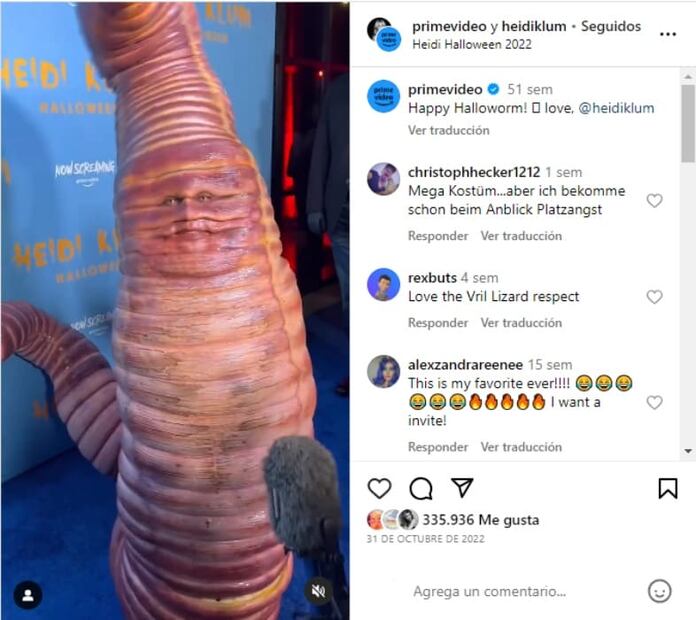 Heidi Klum y su disfraz de gusano / Captura de pantalla