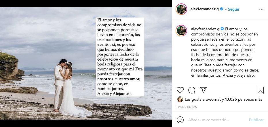 Alex Fernández Jr. pospone su boda religiosa por la salud de don Vicente