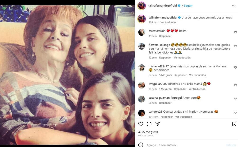 Talina Fernández junto a sus nietas Paula y María / Instagram: @talinafernandezoficial