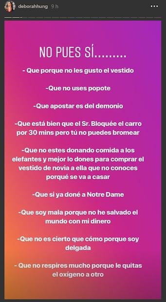 La millonaria Deborah Hung responde a los ataques de sus seguidores 