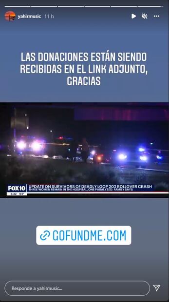 Yahir pide apoyo para sus primas que sufrieron un accidente en EE.UU.