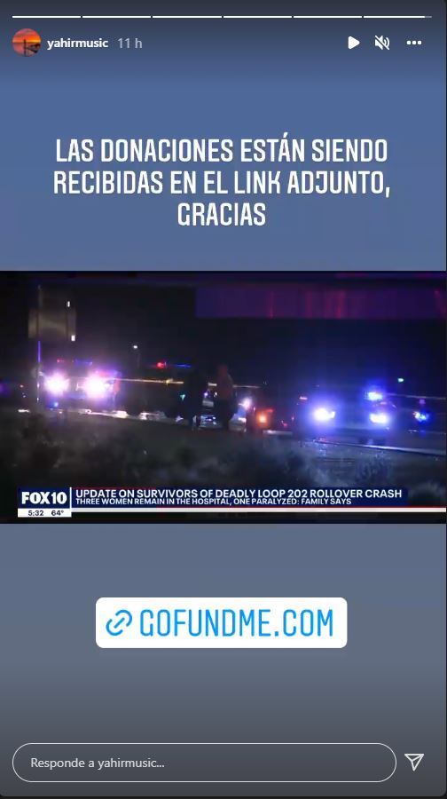 Yahir pide apoyo para sus primas que sufrieron un accidente en EE.UU.