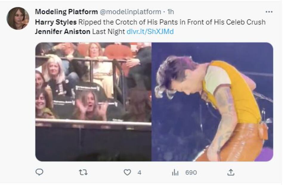 A Harry Styles se le rompió el pantalón en la entrepierna en pleno concierto