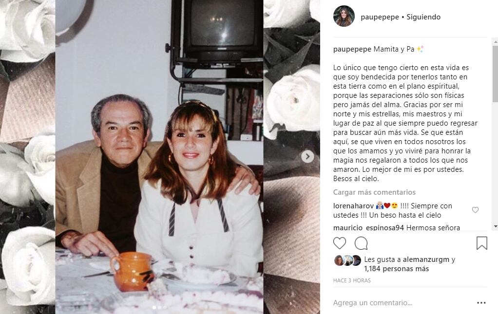 "Las separaciones sólo son físicas", el emotivo mensaje de Pau Peña a su mamá