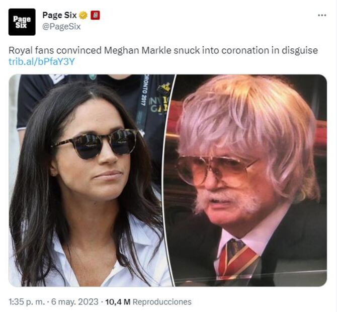 Rumor absurdo: Meghan Markle se infiltró disfrazada a la coronación de Carlos III