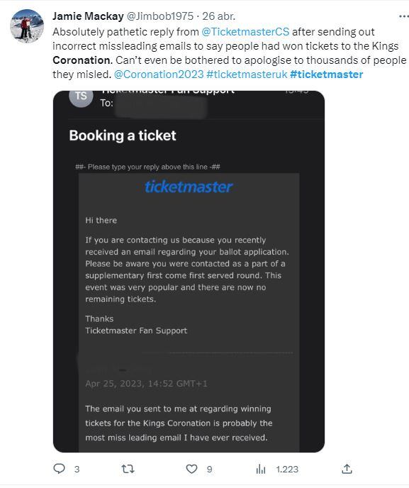 Ticketmaster de nuevo en problemas, ahora por la coronación de Carlos III