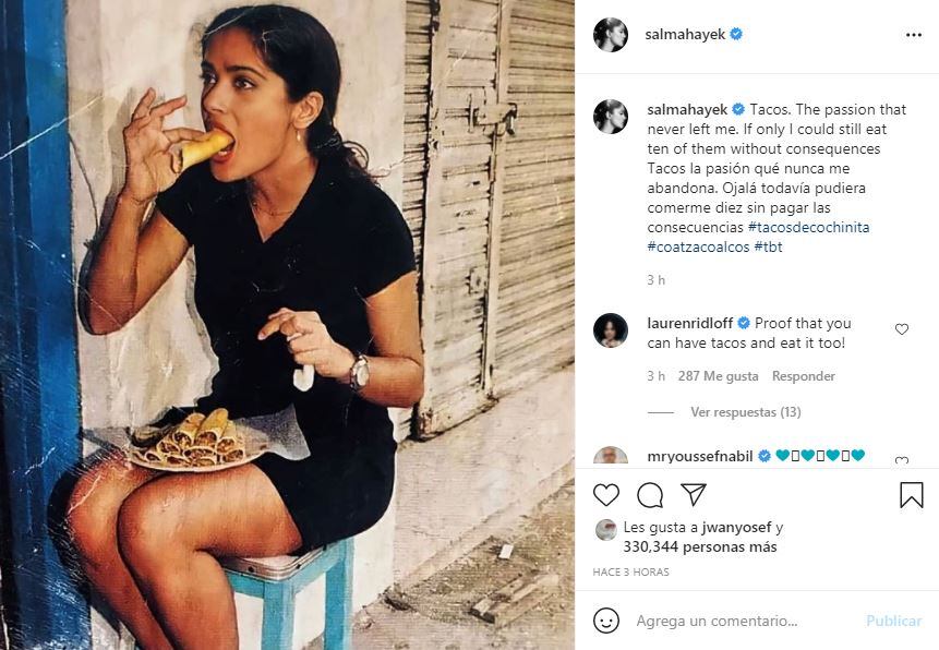 Salma Hayek confirma que comer tacos es su pasión