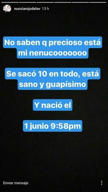La primera foto del bebé de Nunzia Rojo de la Vega